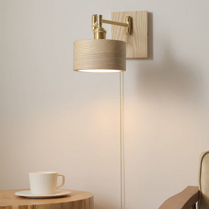 Walnut Japanese Style Adjustable LED Wall Sconce Lamp