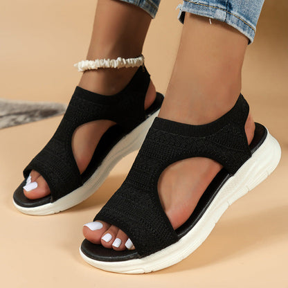 Cushioned Sport Sandals, Breathable Knit Slip-On