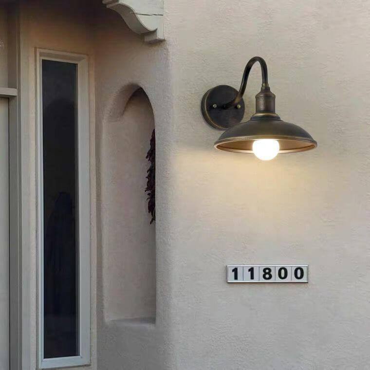 Traditional Iron 1-Light Dome Outdoor Wall Sconce Lamp