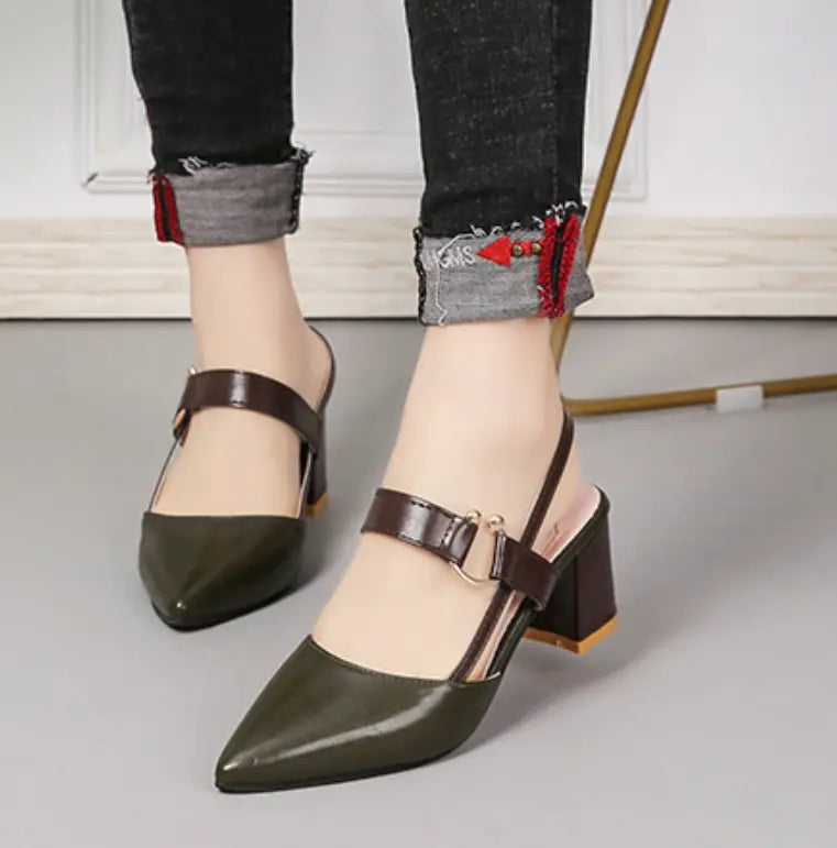 Slingback Block Heels with Cushioned Footbed