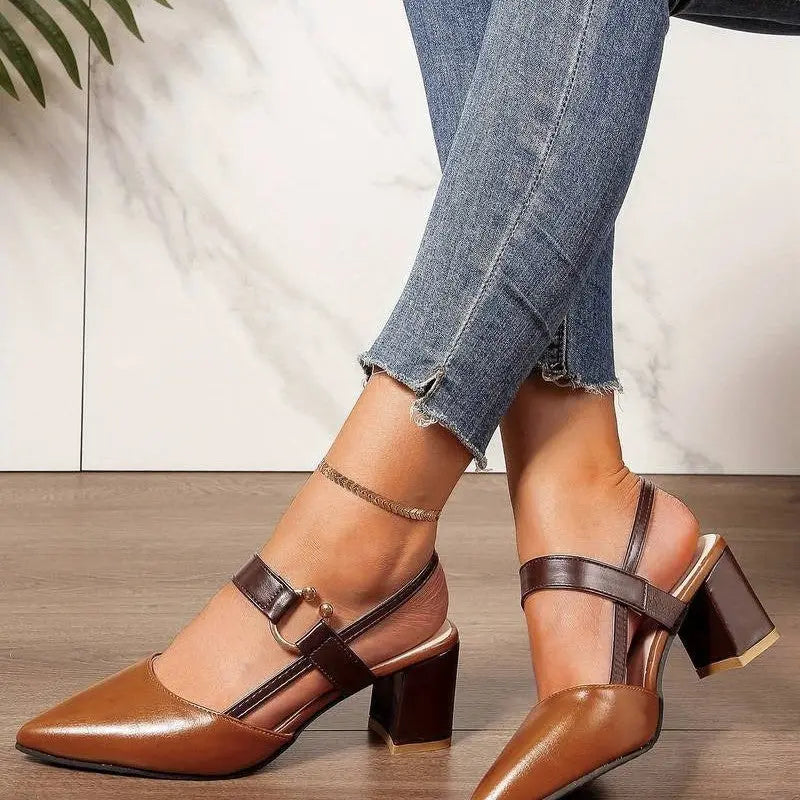 Slingback Block Heels with Cushioned Footbed