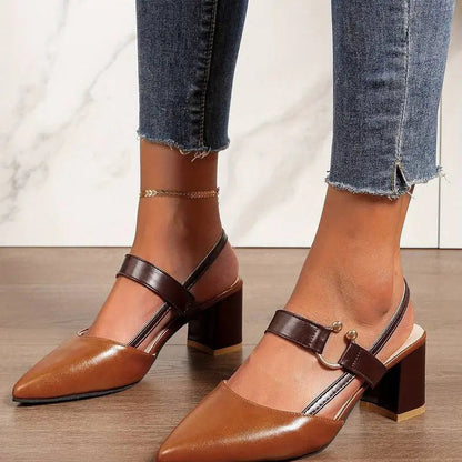 Slingback Block Heels with Cushioned Footbed