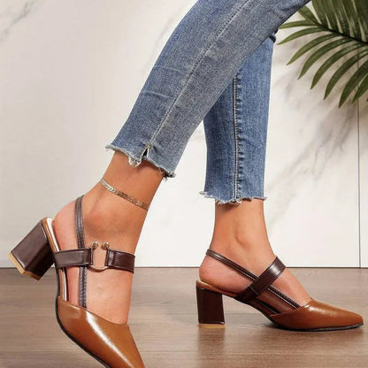 Slingback Block Heels with Cushioned Footbed