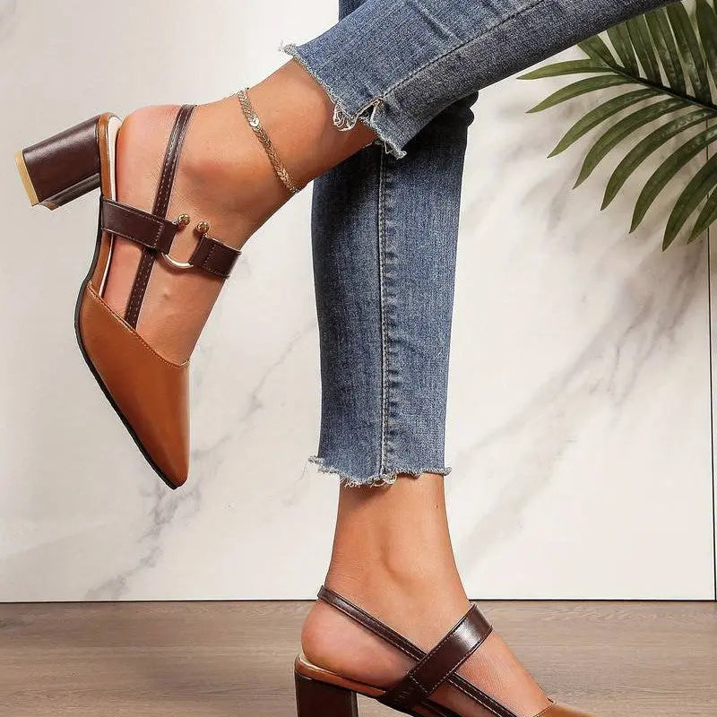Slingback Block Heels with Cushioned Footbed