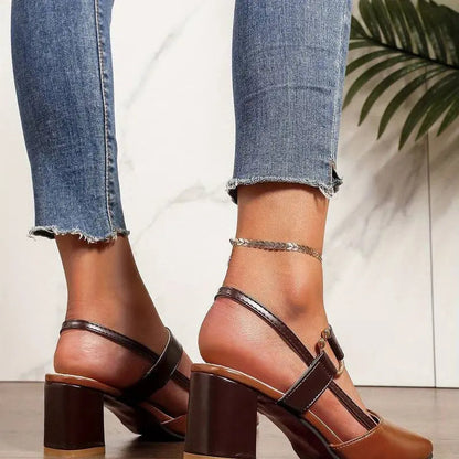 Slingback Block Heels with Cushioned Footbed