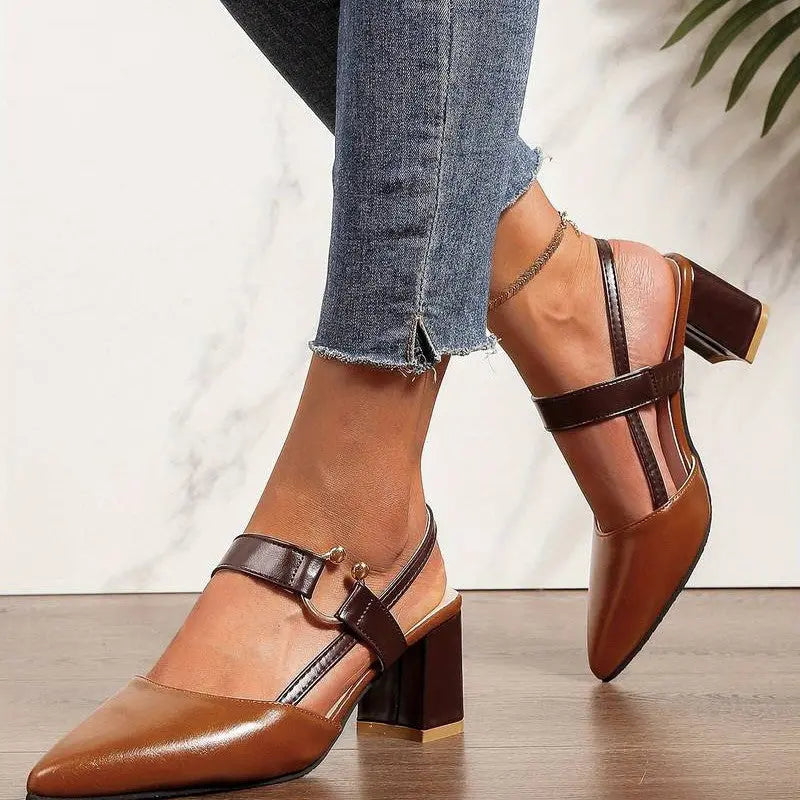Slingback Block Heels with Cushioned Footbed