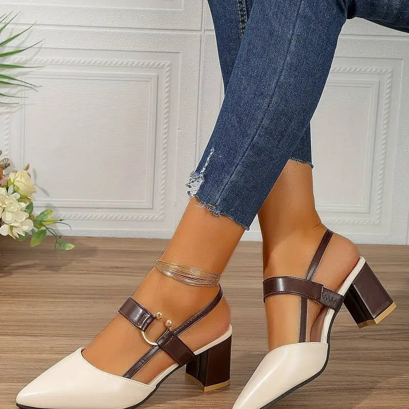 Slingback Block Heels with Cushioned Footbed