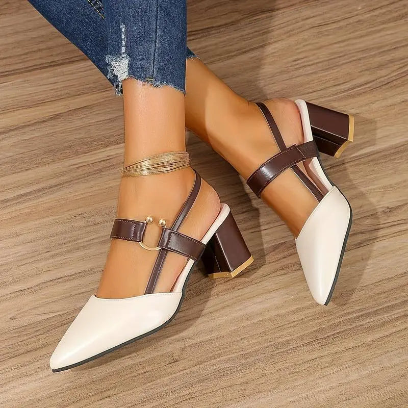 Slingback Block Heels with Cushioned Footbed