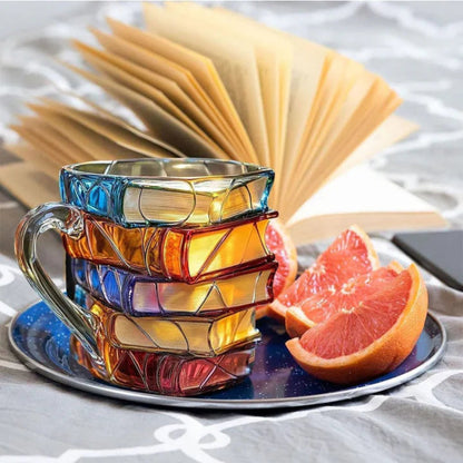 3D Book Glass Mug, 12oz Borosilicate