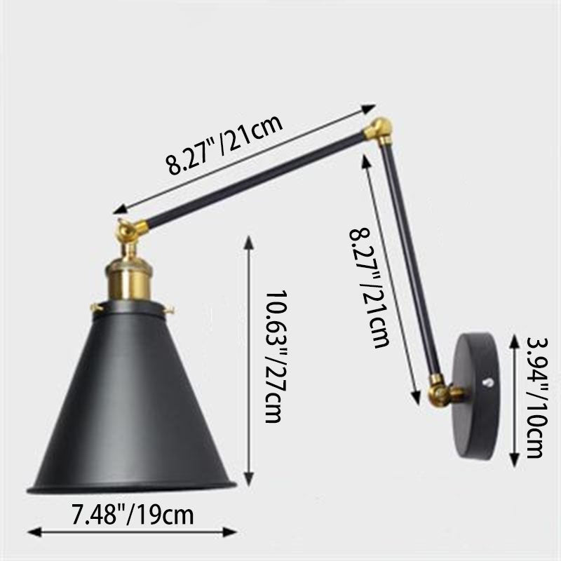 Wrought Rocker Telescopic Folding 1-Light Wall Sconce Lamp