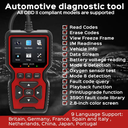 OBD2 Diagnostic Code Reader with Live Data