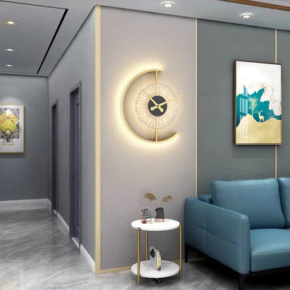Nordic Iron Acrylic Clock Design LED Wall Sconce Lamp