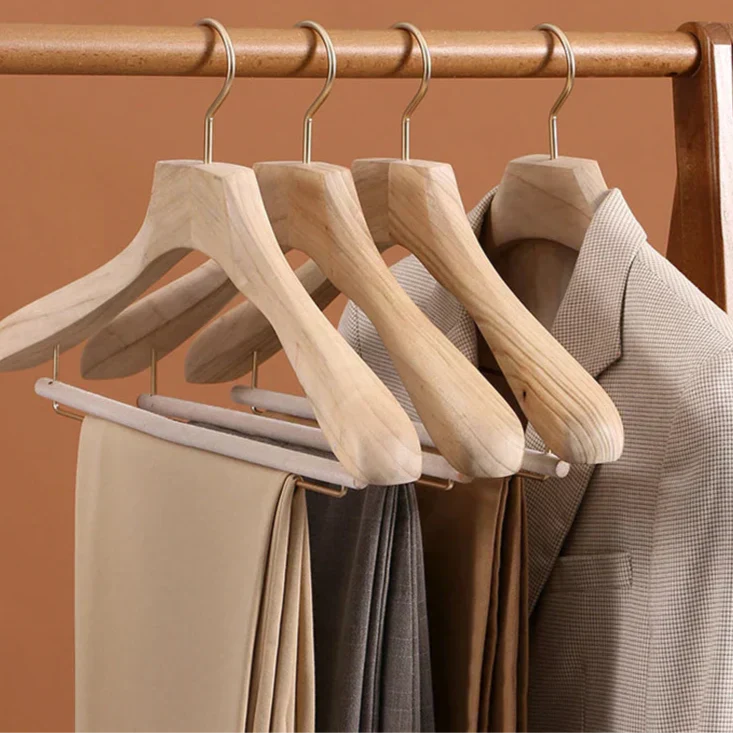 Wide Shoulder Camphor Wood Hangers, Set of 2