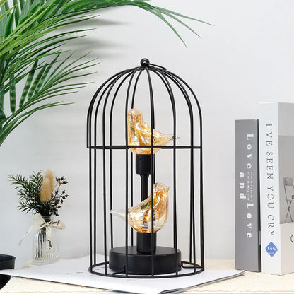 Vintage Birdcage Fairy Light Table Lamp