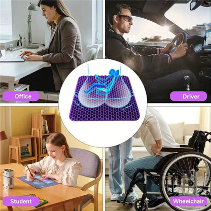 Gel Seat Cushion with Honeycomb Grid & Mesh Cover