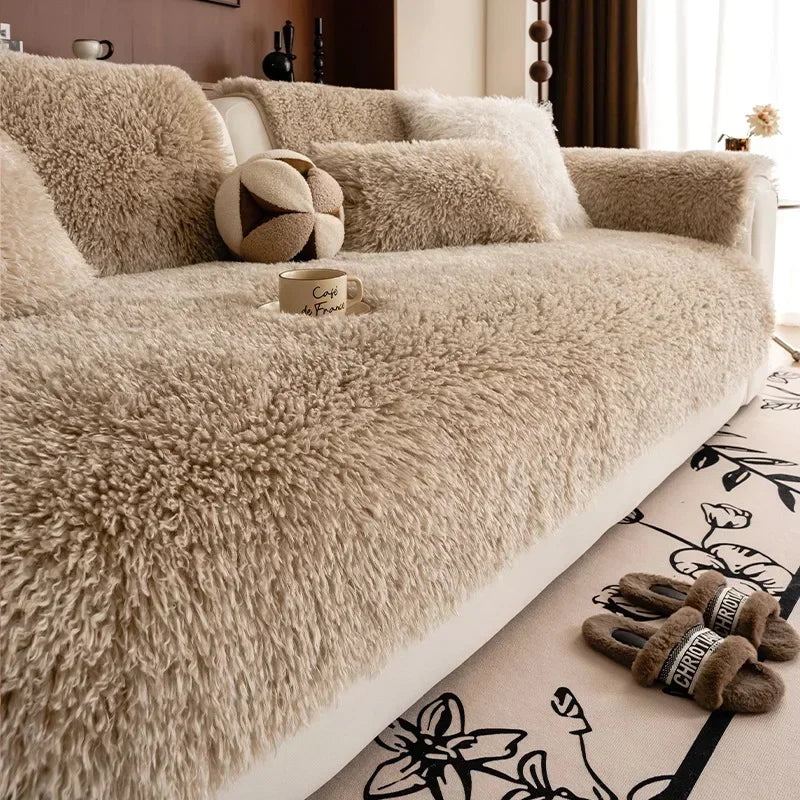 Stretch Faux Lambswool Sofa Cover