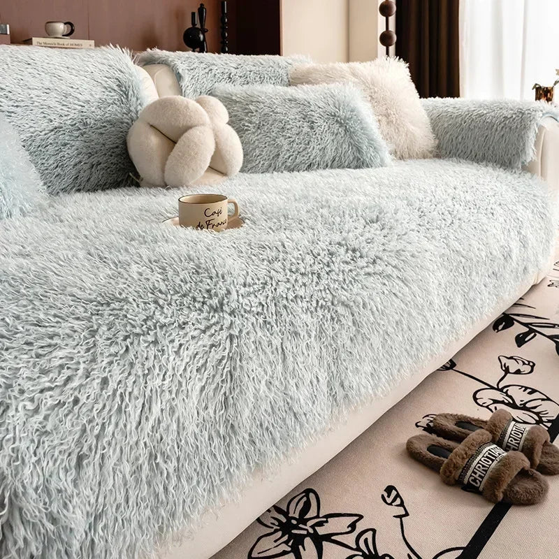 Stretch Faux Lambswool Sofa Cover