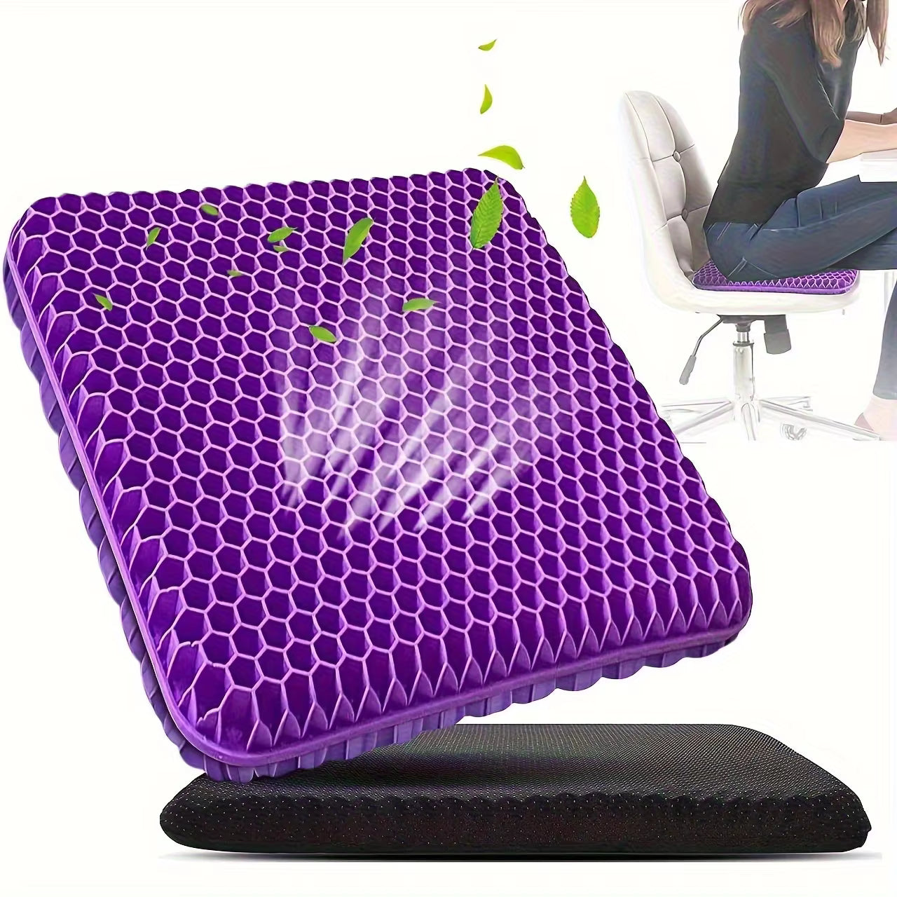 Gel Seat Cushion with Honeycomb Grid & Mesh Cover