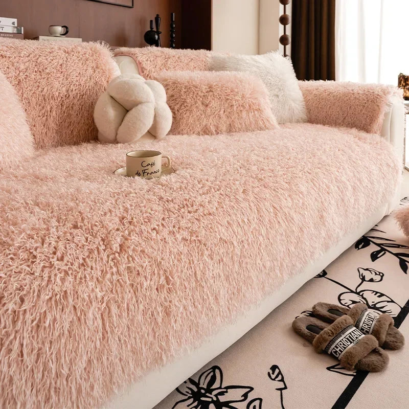 Stretch Faux Lambswool Sofa Cover