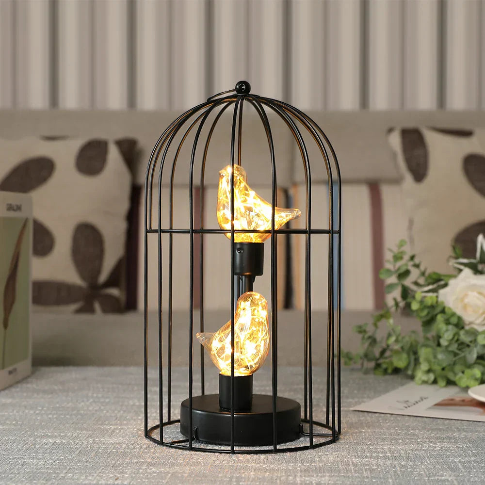 Vintage Birdcage Fairy Light Table Lamp