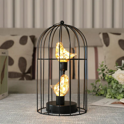 Vintage Birdcage Fairy Light Table Lamp