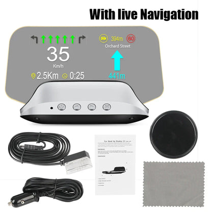 Head Up Display with GPS Navigation and Speed