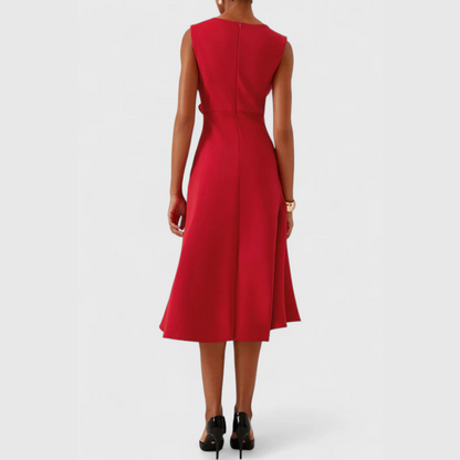 Asymmetric Midi Dress with Draped Hem