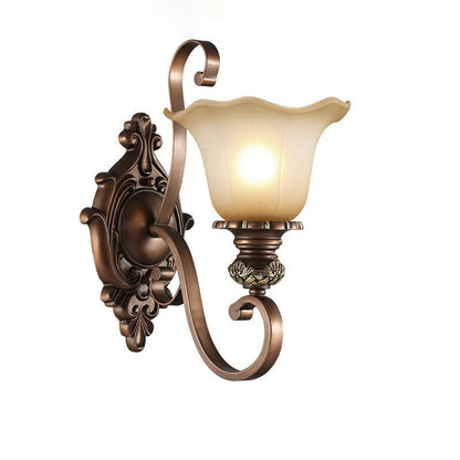 Frosted Flower Shade Iron Resin 1/2 Light Wall Sconce Lamp