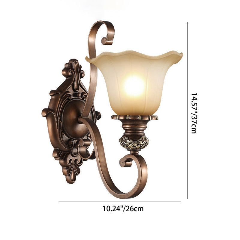Frosted Flower Shade Iron Resin 1/2 Light Wall Sconce Lamp