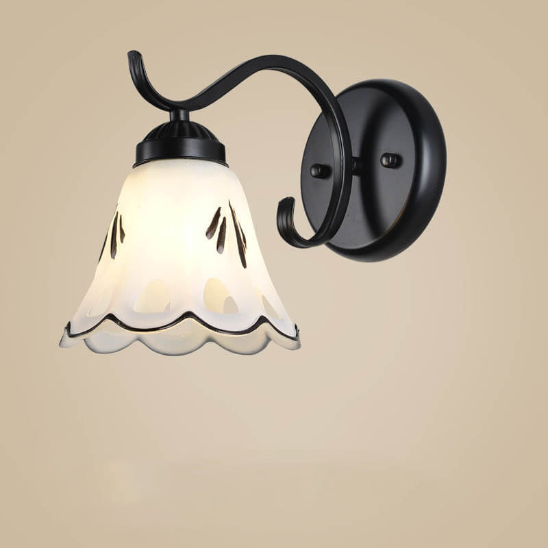Retro Rustic Iron Glass 1-Light Wall Sconce Lamp