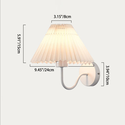 Pleated Disc Base Iron Fabric 1-Light Wall Sconce Lamp