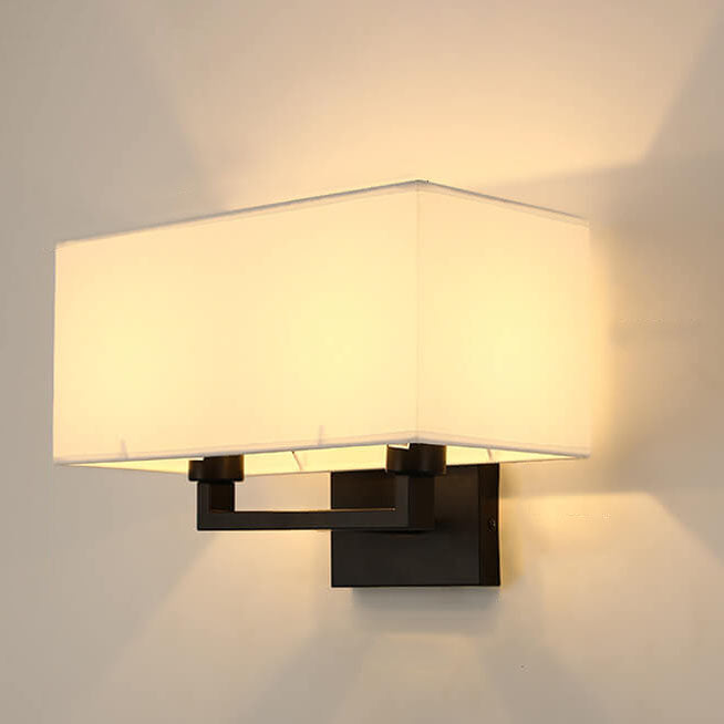 Solid Rectangular Iron Fabric 1-Light Wall Sconce Lamp