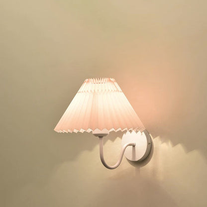 Mushroom Curved Rod Iron Fabric 1-Light Wall Sconce Lamp