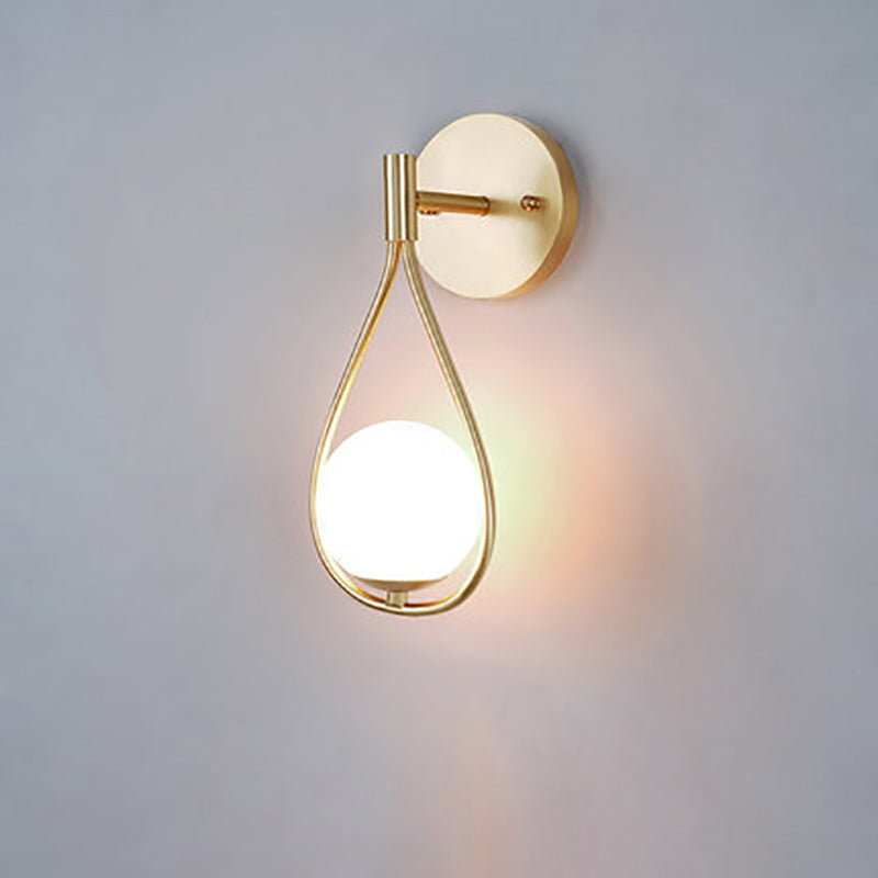 Luxury Brass Ring Frame Glass 1-Light Wall Sconce Lamp