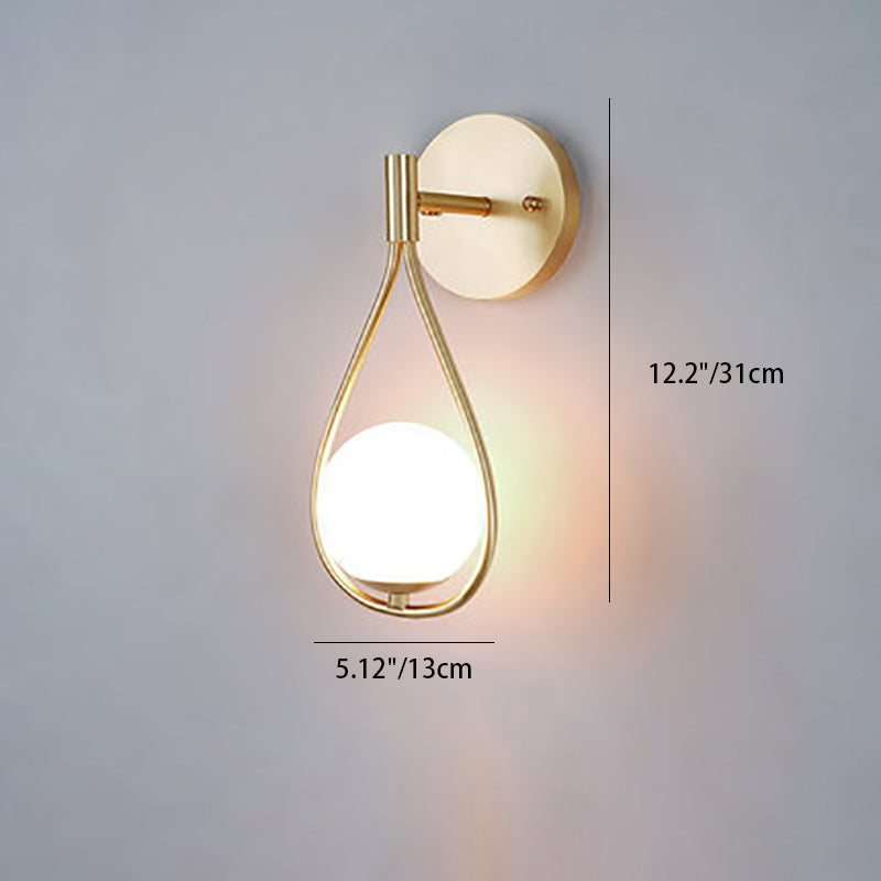 Luxury Brass Ring Frame Glass 1-Light Wall Sconce Lamp