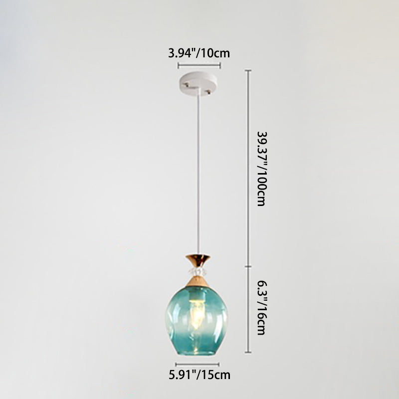 Contemporary Nordic Gradient Glass Hardware Orb 1/3 Light Island Light Chandelier for Living Room