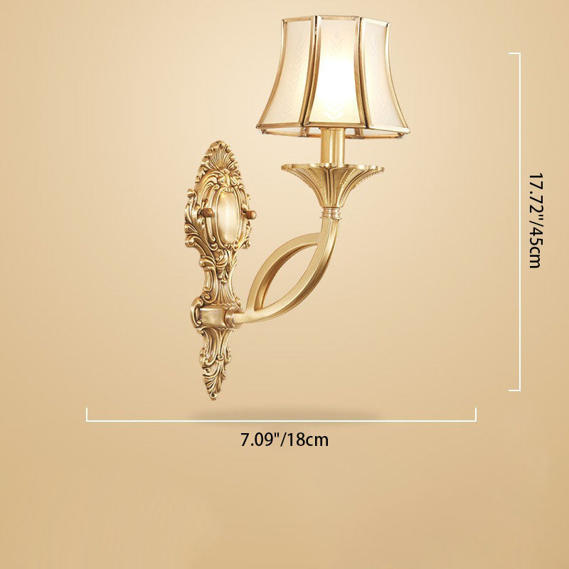 Hexagonal Wheat Copper Glass 1/2 Light Wall Sconce Lamp