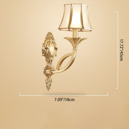 Hexagonal Wheat Copper Glass 1/2 Light Wall Sconce Lamp