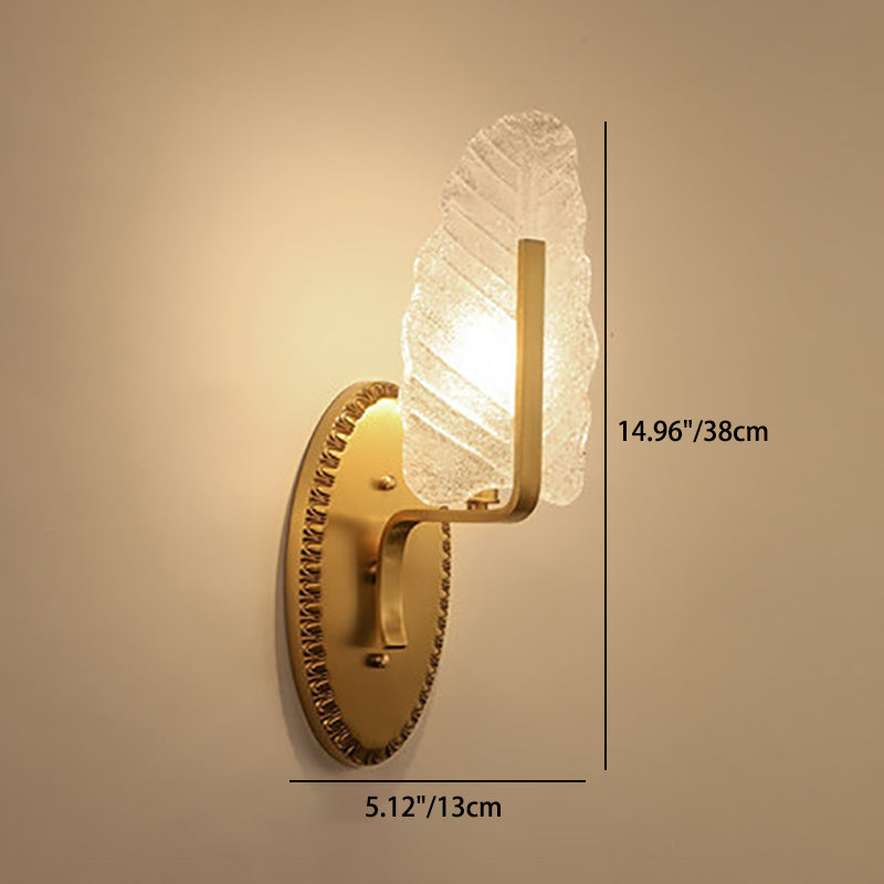 Copper Glass Leave Banana Leaf 1/2 Light Wall Sconce Lamp