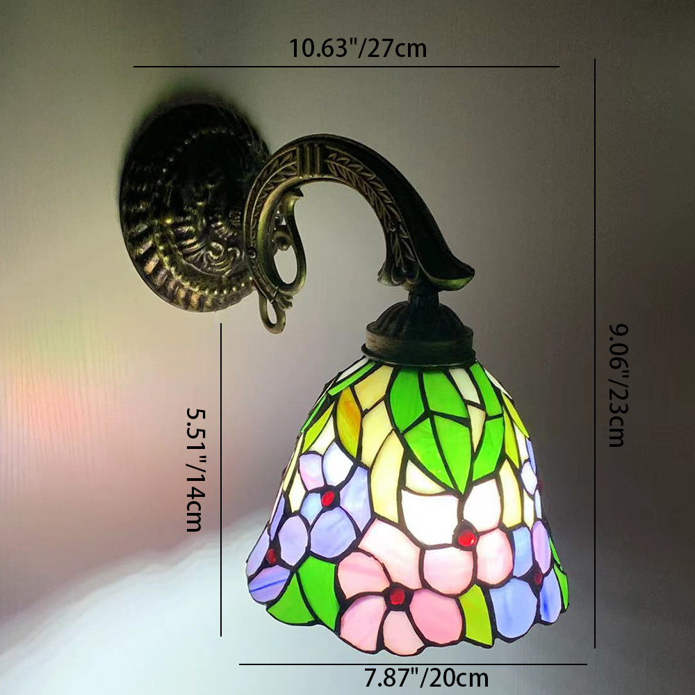 Tiffany Zinc Alloy Stained Glass 1-Light Wall Sconce Lamp