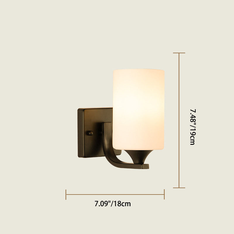 Simplicity Cylinder Iron Glass 1/2 Light Wall Sconce Lamp