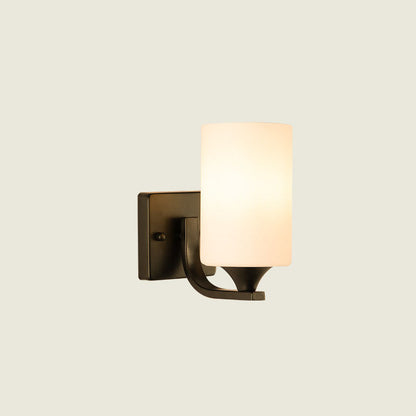 Simplicity Cylinder Iron Glass 1/2 Light Wall Sconce Lamp