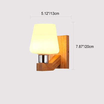 Rubberwood Iron Geometric Design 1-Light Wall Sconce Lamp