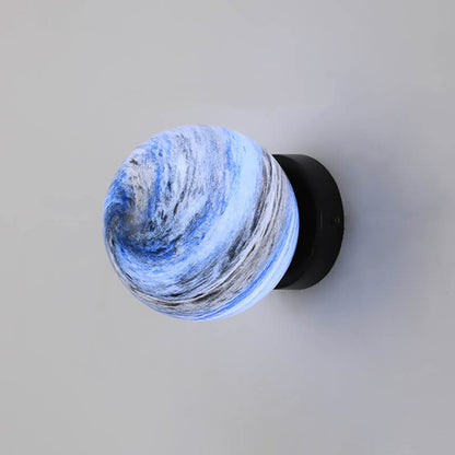 Creative Planet Glass Iron Orb 1-Light Wall Sconce Lamp