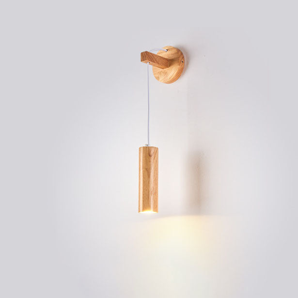 Minimalist Long Strip Rubber Wood LED Wall Sconce Lamp