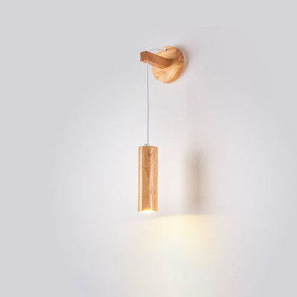 Minimalist Long Strip Rubber Wood LED Wall Sconce Lamp