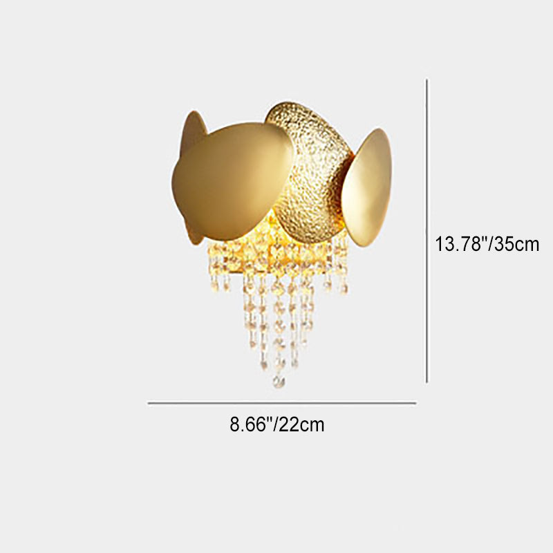 Irregular Oval Piece Iron Crystal 2-Light Wall Sconce Lamp