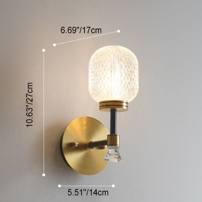 Luxury Glass Oval Copper Base 1-Light Wall Sconce Lamp
