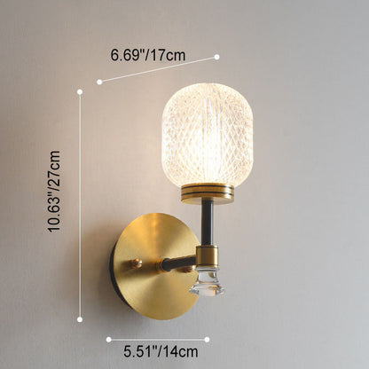 Luxury Glass Oval Copper Base 1-Light Wall Sconce Lamp