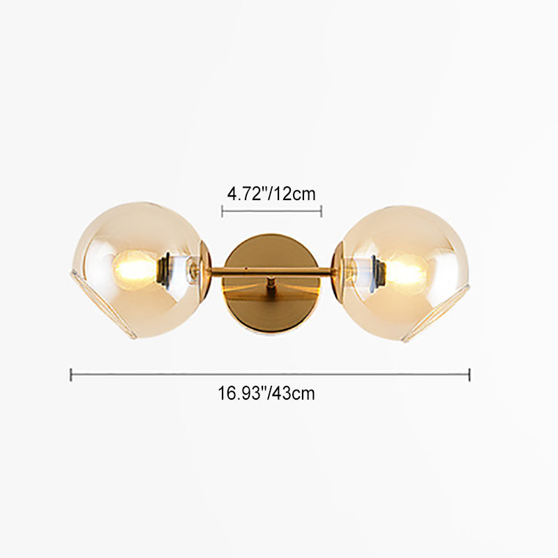Nordic Iron Glass Ball Strip 2-Light Wall Sconce Lamp